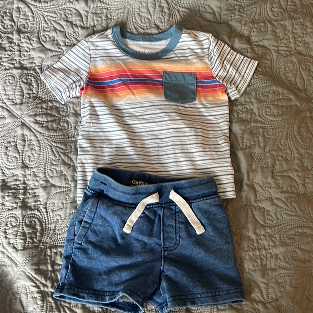 Boys Striped T-Shirt and Denim Shorts Set Size 2T